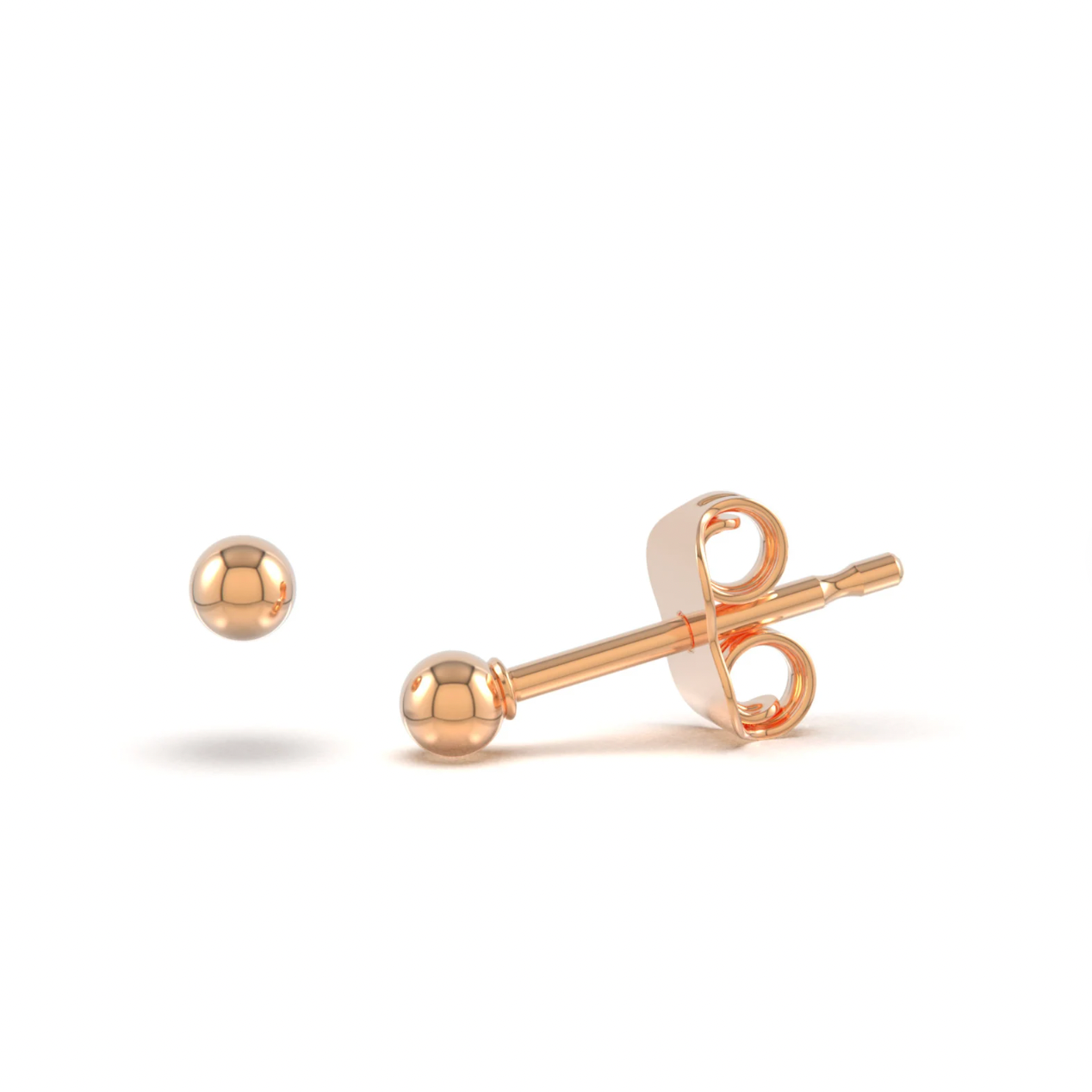 Minimalist 14K Solid Rose Gold Stud Earrings - BEYOND FASHION