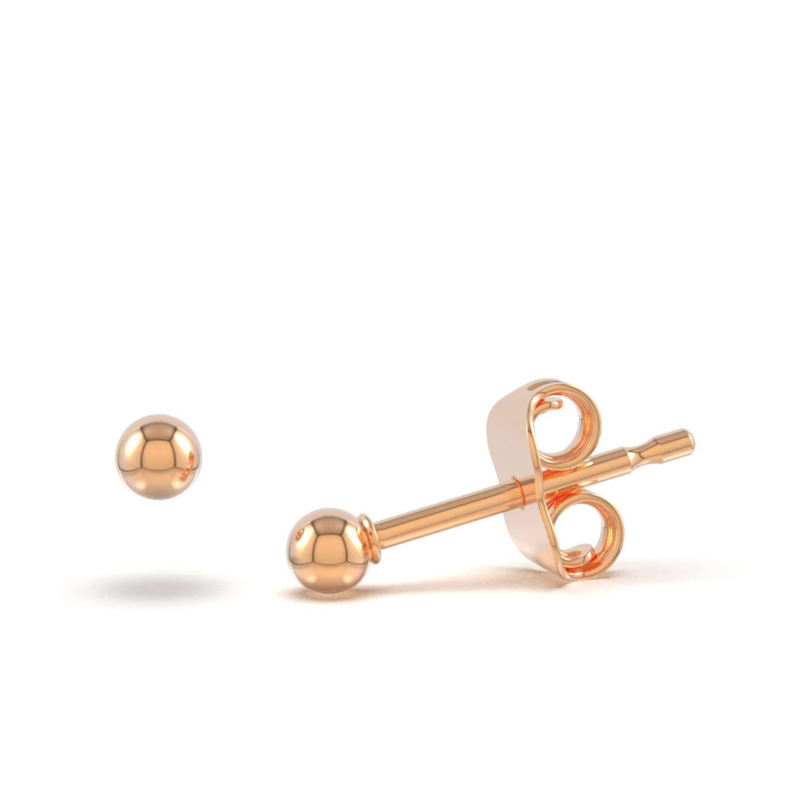 Minimalist 14K Solid Rose Gold Stud Earrings