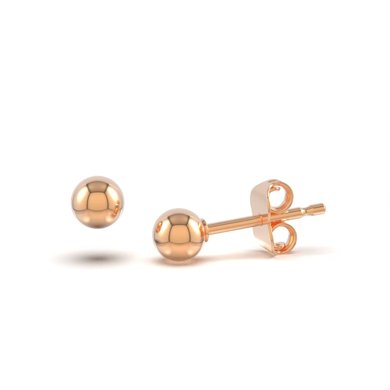 Minimalist 14K Solid Rose Gold Stud Earrings - BEYOND FASHION