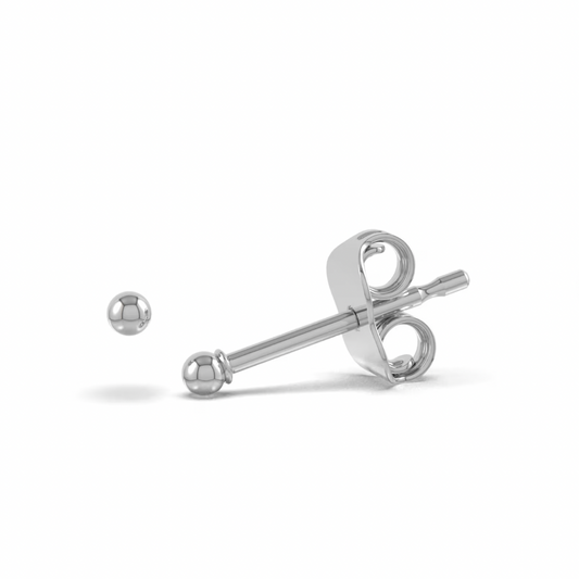 Minimalist 14K Solid White Gold Stud Earrings