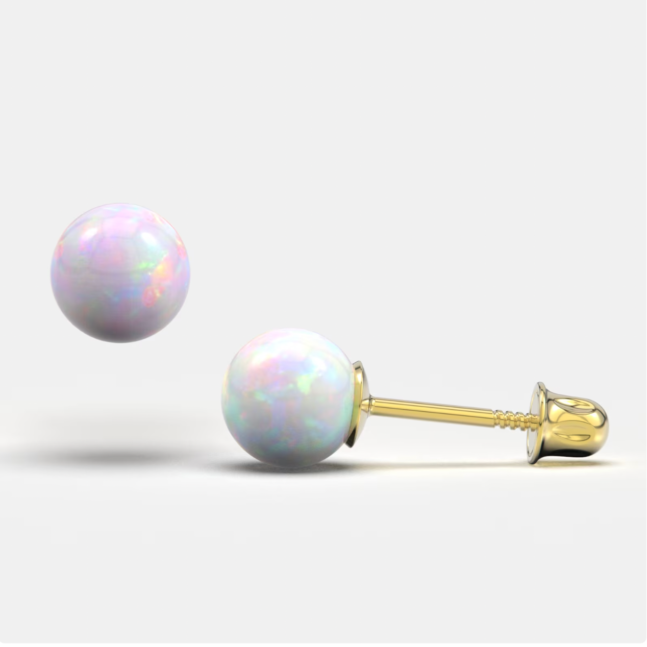 Opal 14K Solid Gold Stud Earrings