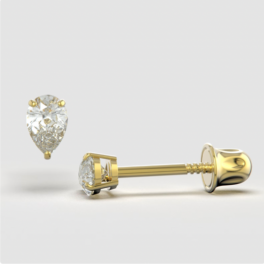 Zircon Pear 14K Gold Stud Earrings