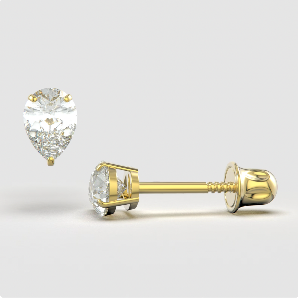 Zircon Pear 14K Gold Stud Earrings