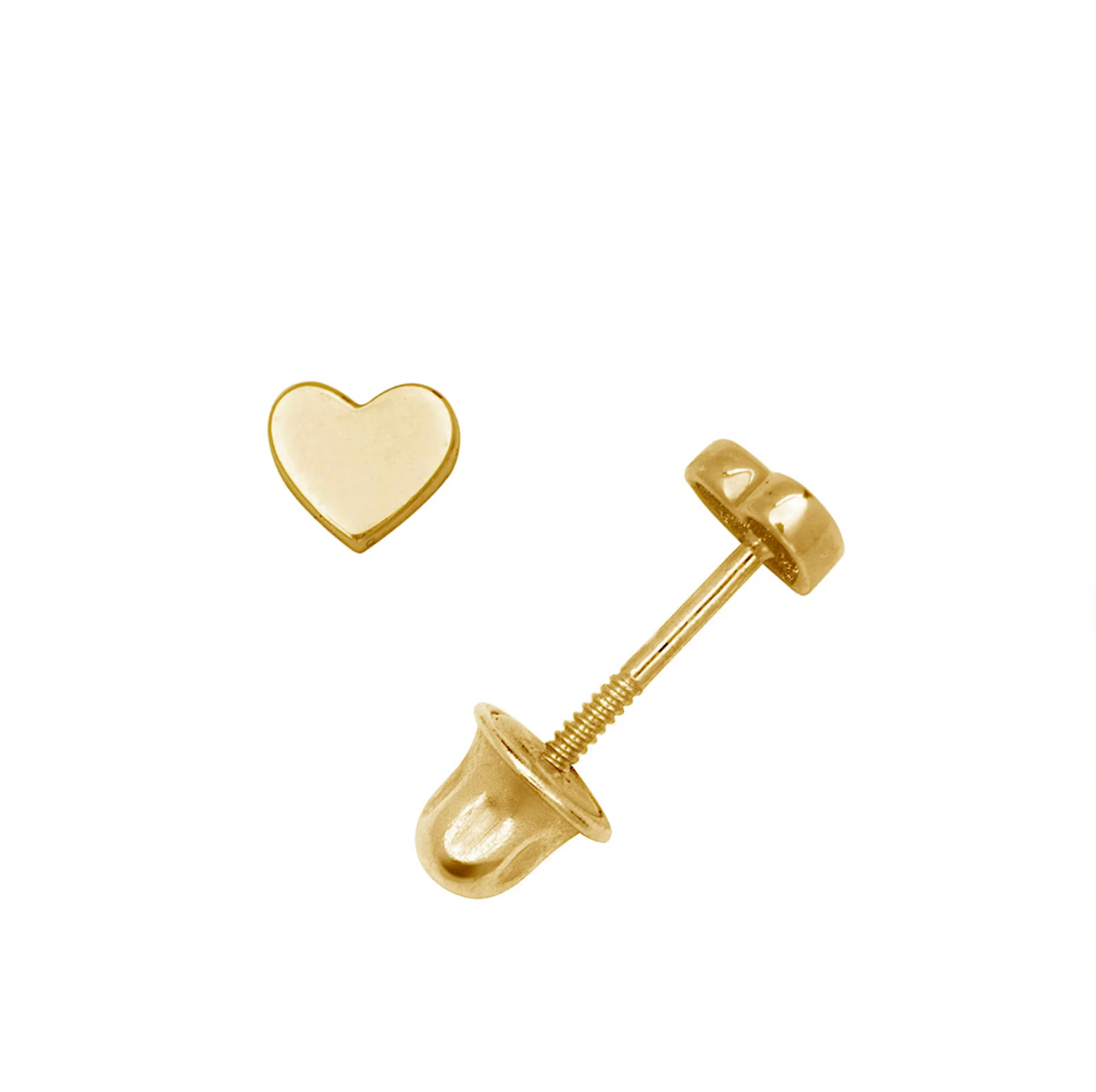 Heart Shape Studs Minimalist 14K Solid Gold Earrings