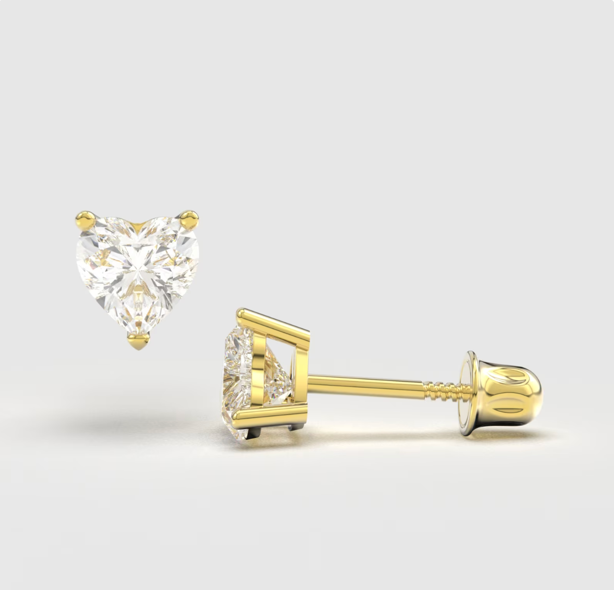 Heart Zircon 14K Solid Gold Stud Earrings - BEYOND
