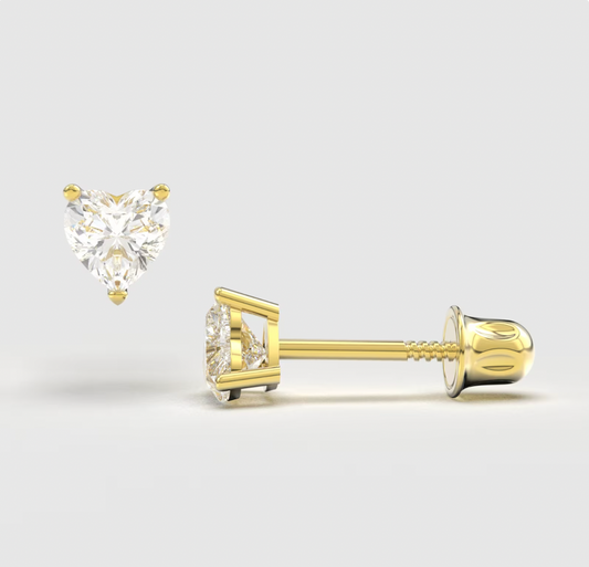 Heart Zircon 14K Solid Gold Stud Earrings - BEYOND