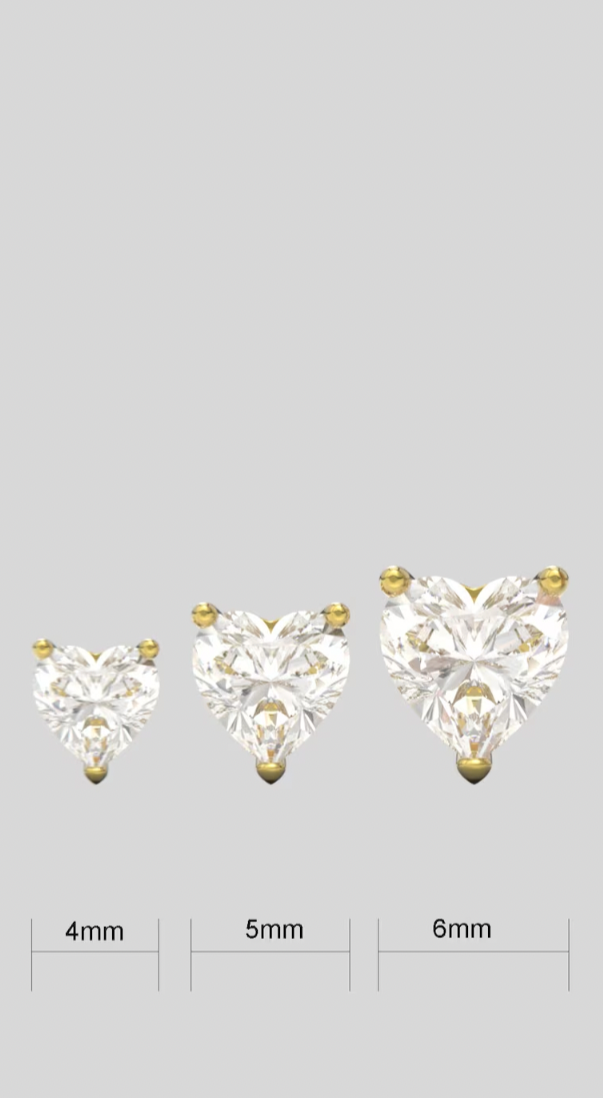 Heart Zircon 14K Solid Gold Stud Earrings - BEYOND