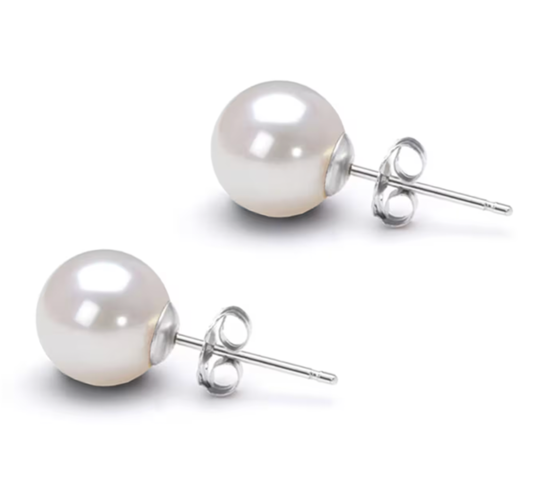 Genuine Pearl 925 Sterling Silver Earrings Studs - BEYOND