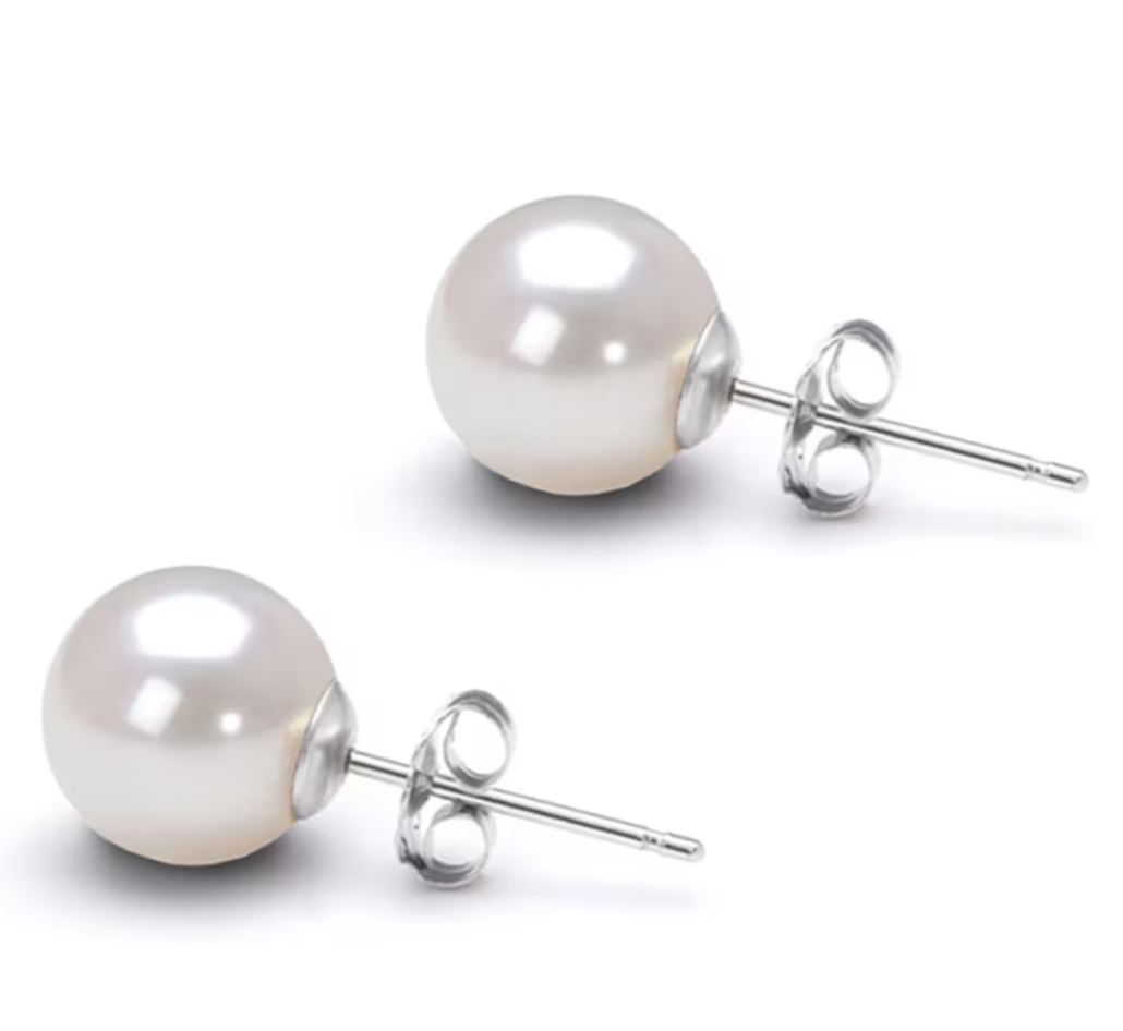 Genuine Pearl 925 Sterling Silver Earrings Studs - BEYOND