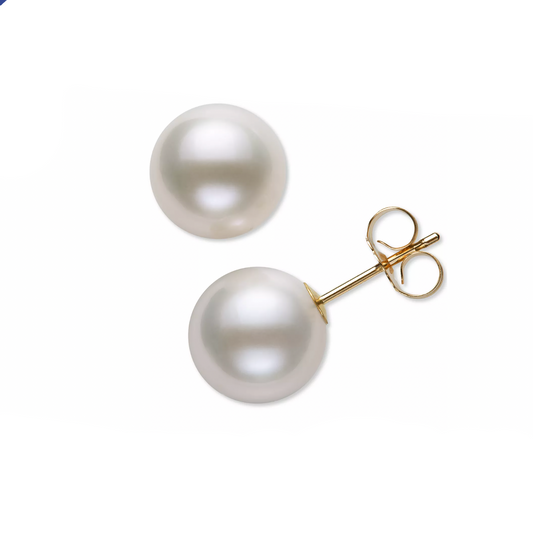 Genuine Pearl 14K Solid Gold Earrings Studs - BEYOND