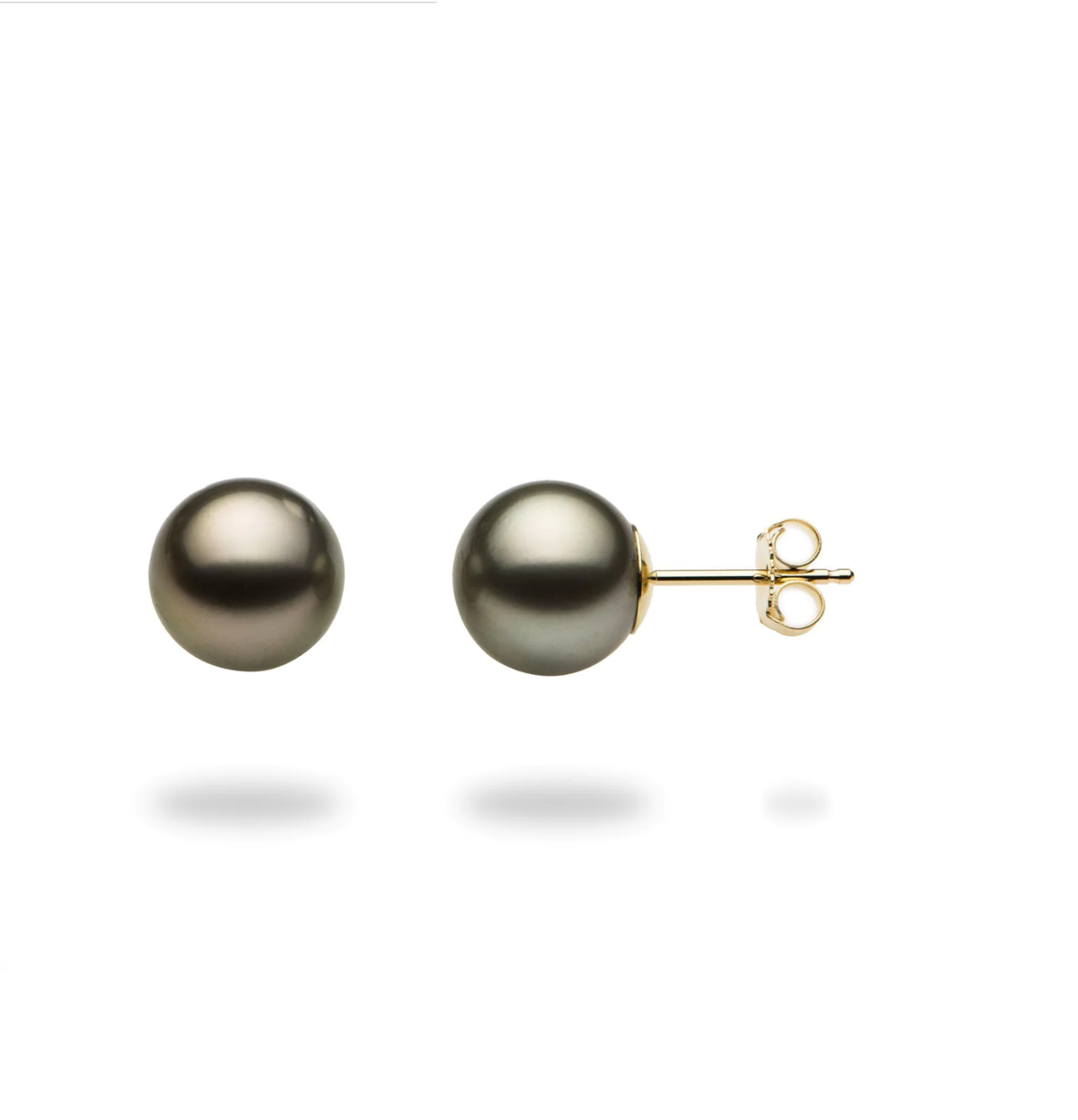 Black Genuine Pearl 14K Solid Gold Earrings Studs - BEYOND