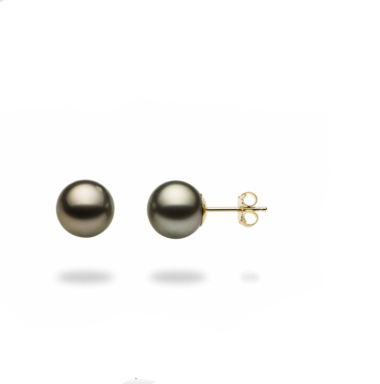 Black Genuine Pearl 14K Solid Gold Earrings Studs - BEYOND