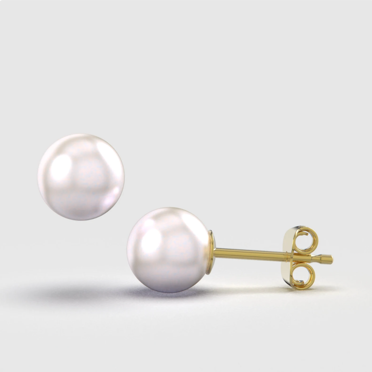 Genuine Pearl Stud Earrings 14K Gold Earrings - BEYOND