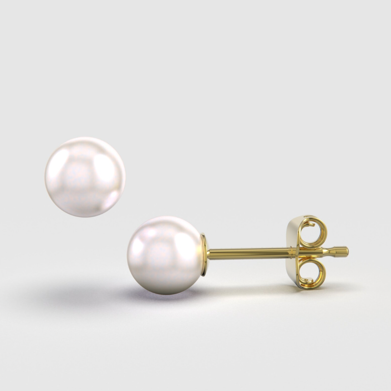 Genuine Pearl Stud Earrings 14K Gold Earrings - BEYOND