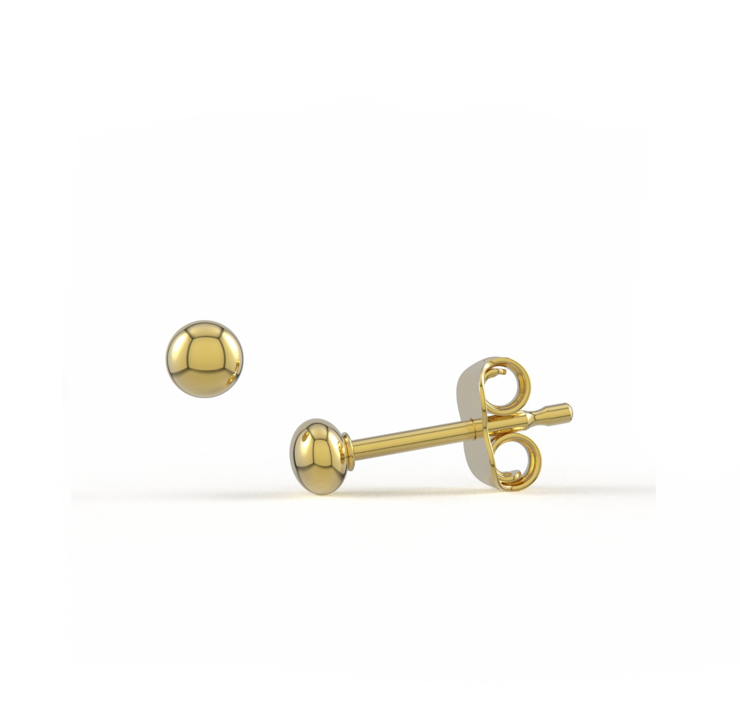 Flat Ball 14K Solid Gold Stud Earrings - BEYOND