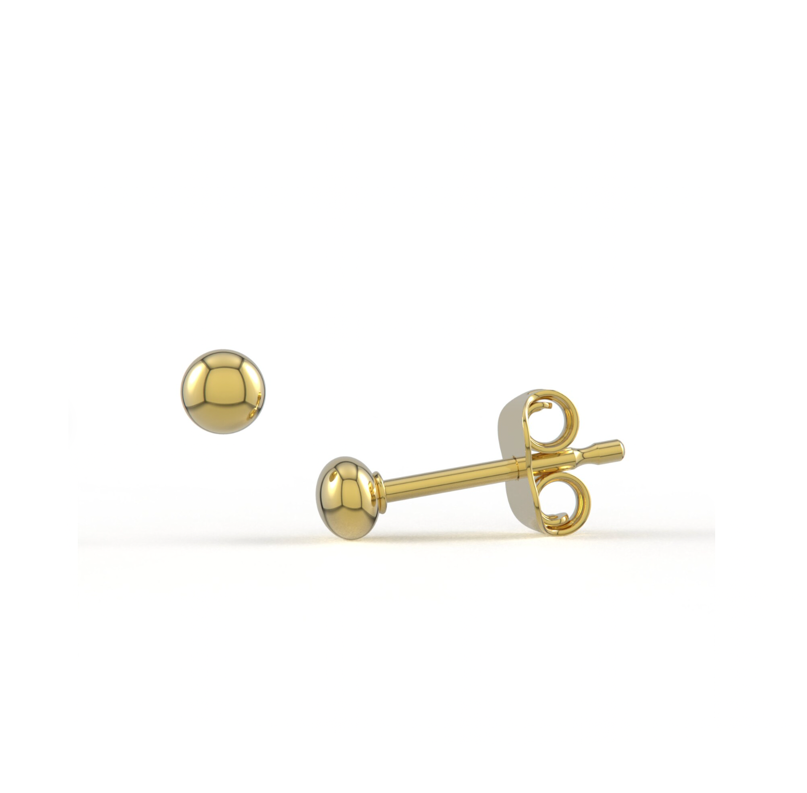 Flat Ball 14K Solid Gold Stud Earrings - BEYOND