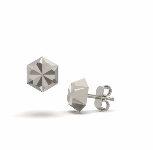 14K Solid White Gold Stud Earrings - BEYOND