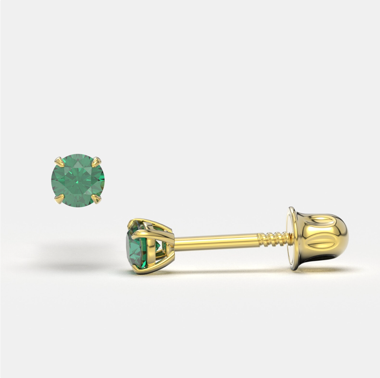 Green Zircon 14K Solid Gold Stud Earrings - BEYOND