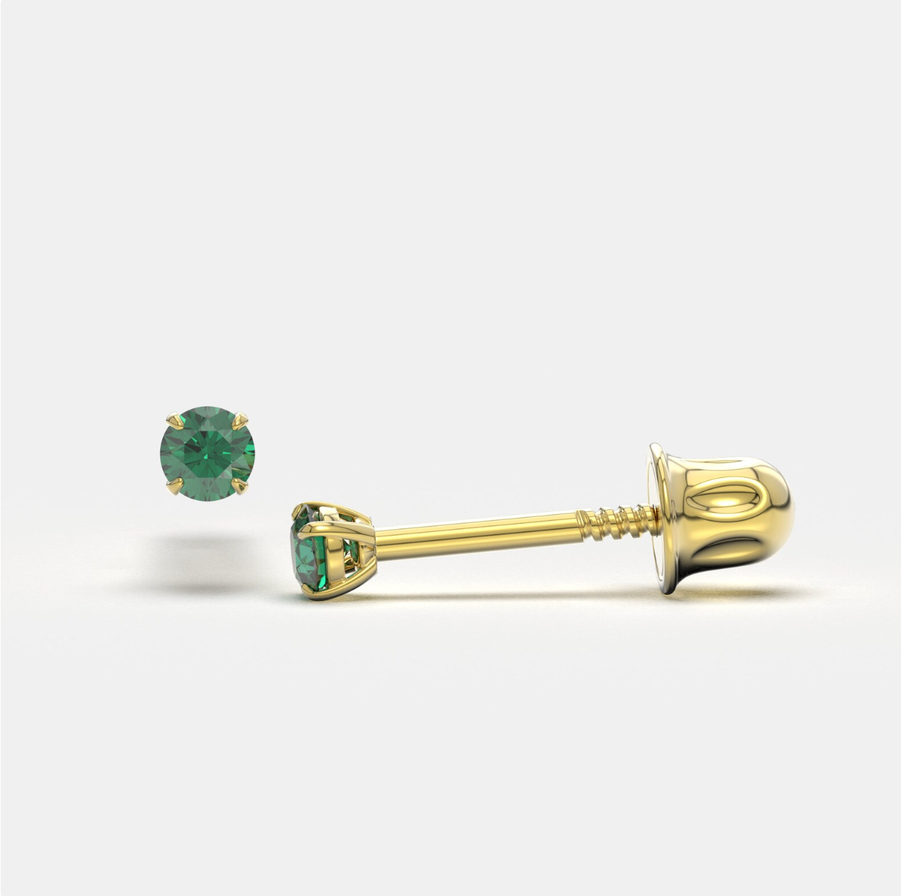 Green Zircon 14K Solid Gold Stud Earrings - BEYOND