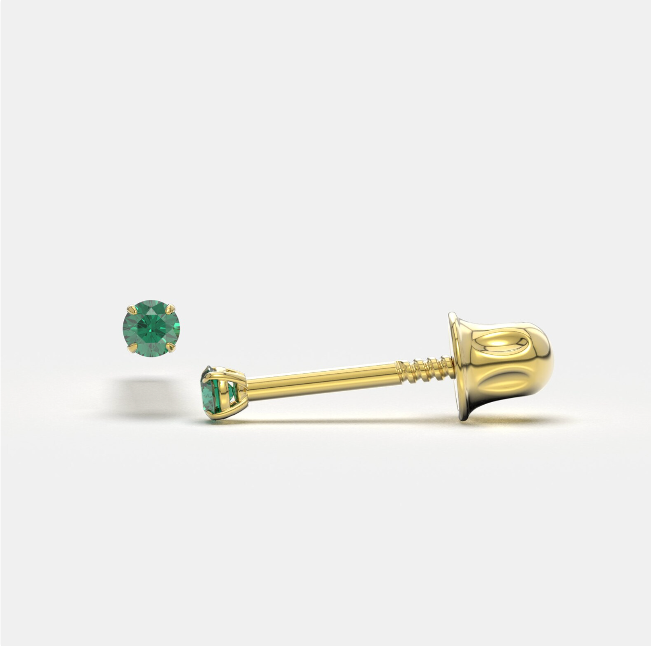 Green Zircon 14K Solid Gold Stud Earrings - BEYOND