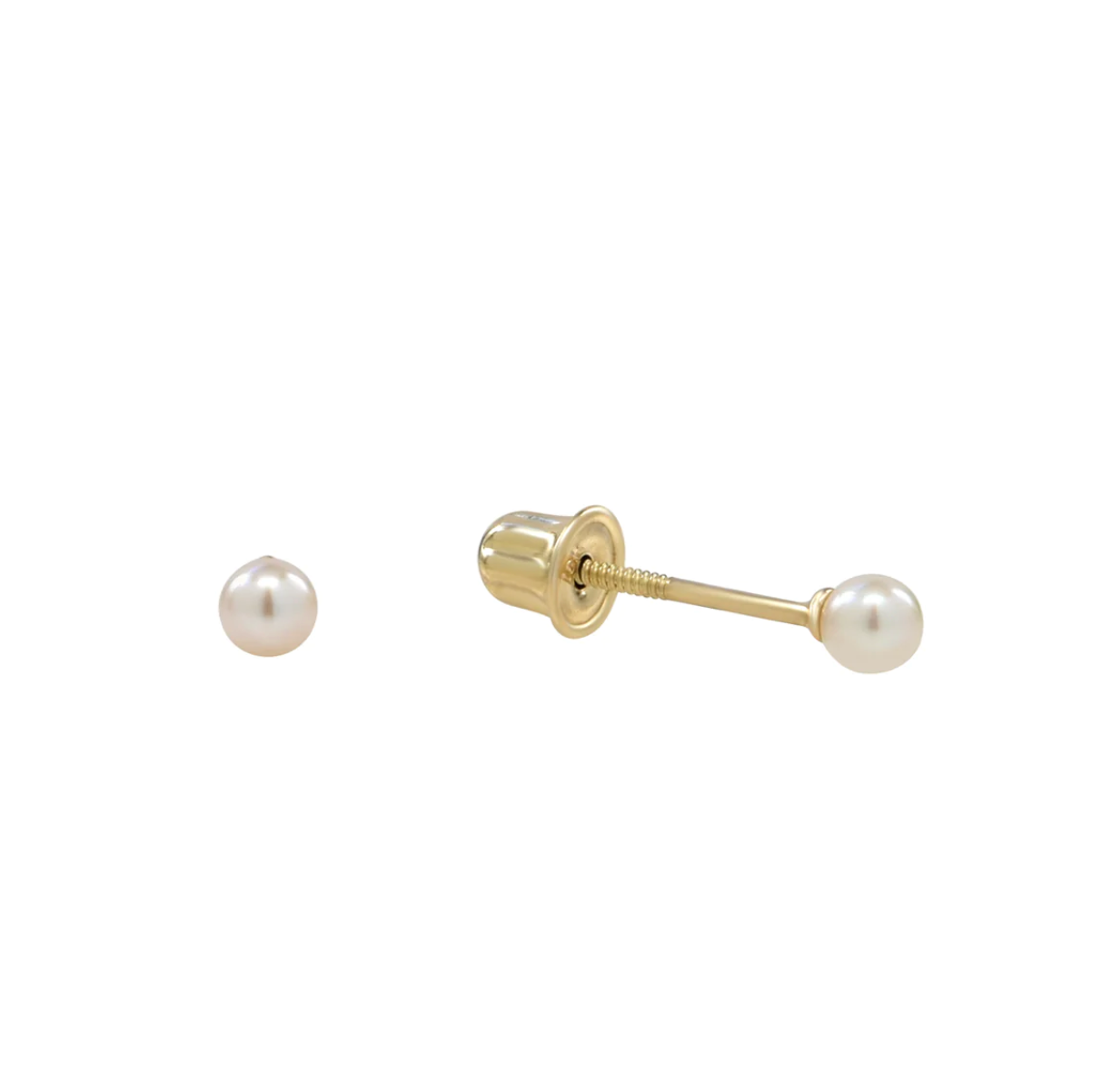 14K Gold Genuine Pearl Stud Earrings - BEYOND