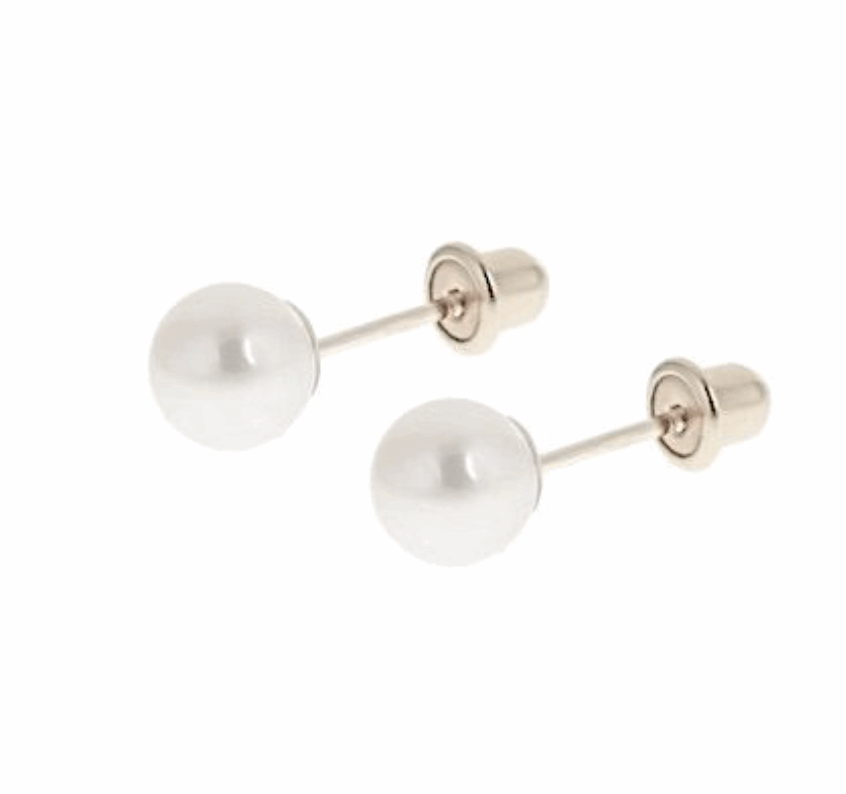 14K Gold Genuine Pearl Stud Earrings - BEYOND