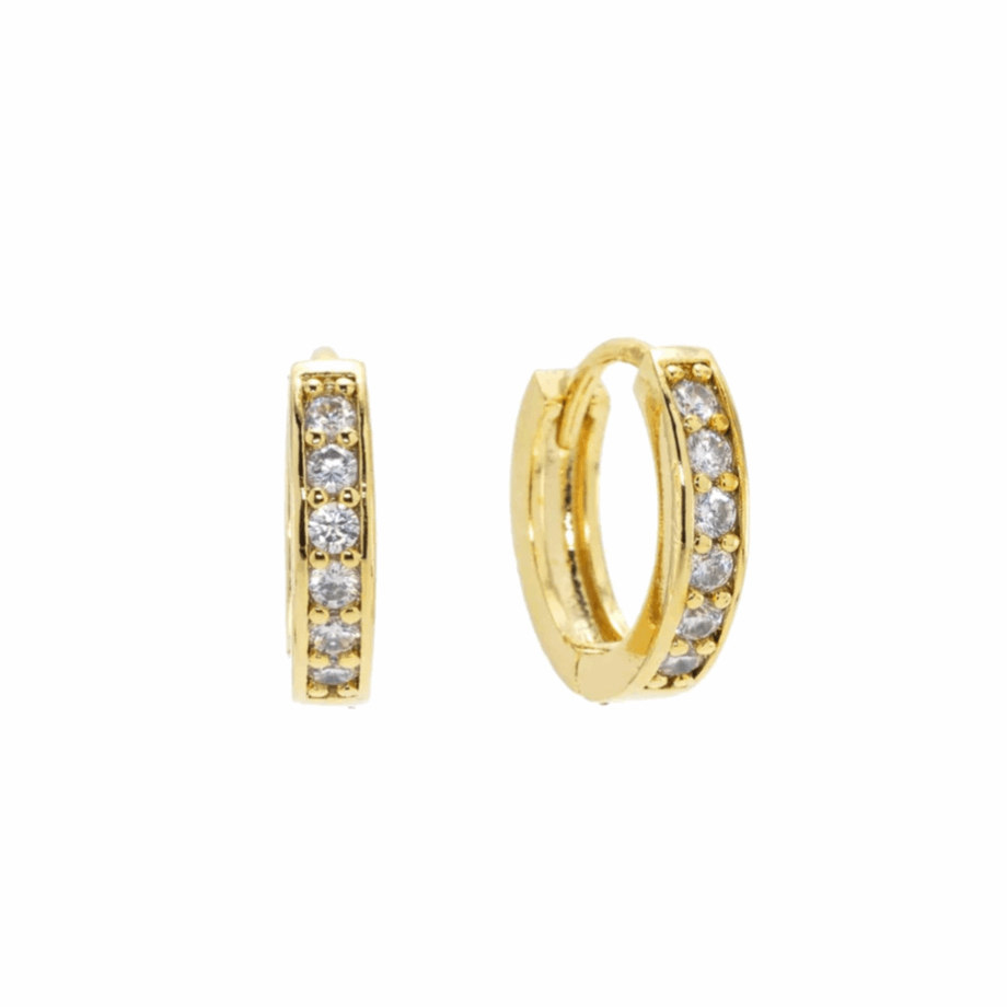 14K Solid Gold Zircon Hoop Earrings - BEYOND