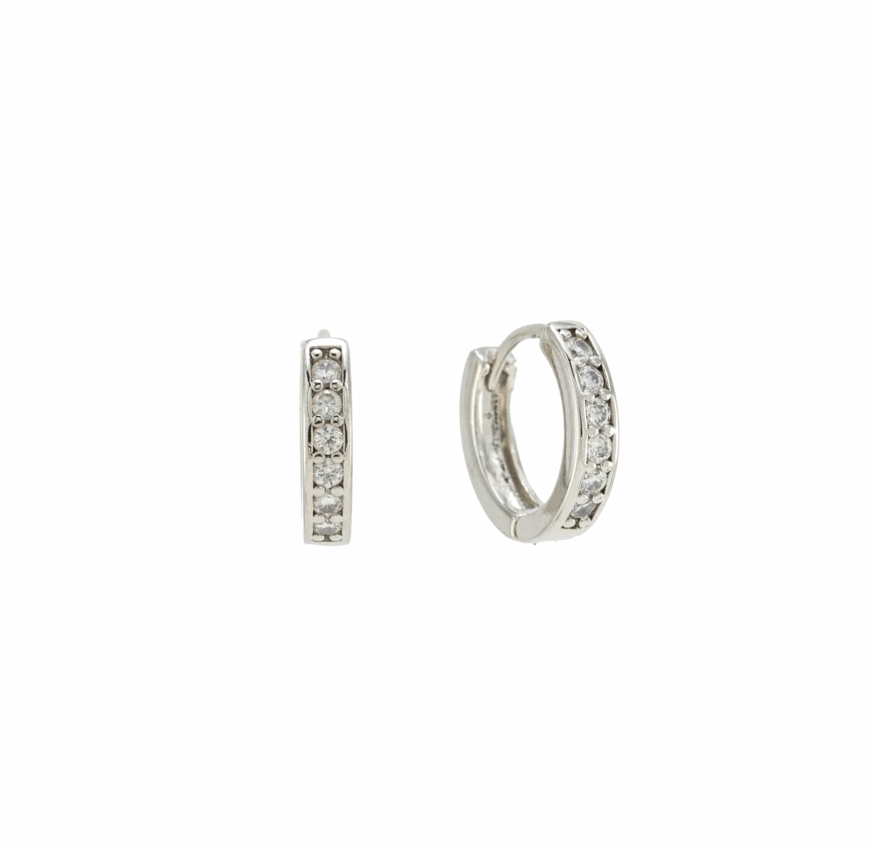 14K Solid Gold Zircon Hoop Earrings - BEYOND