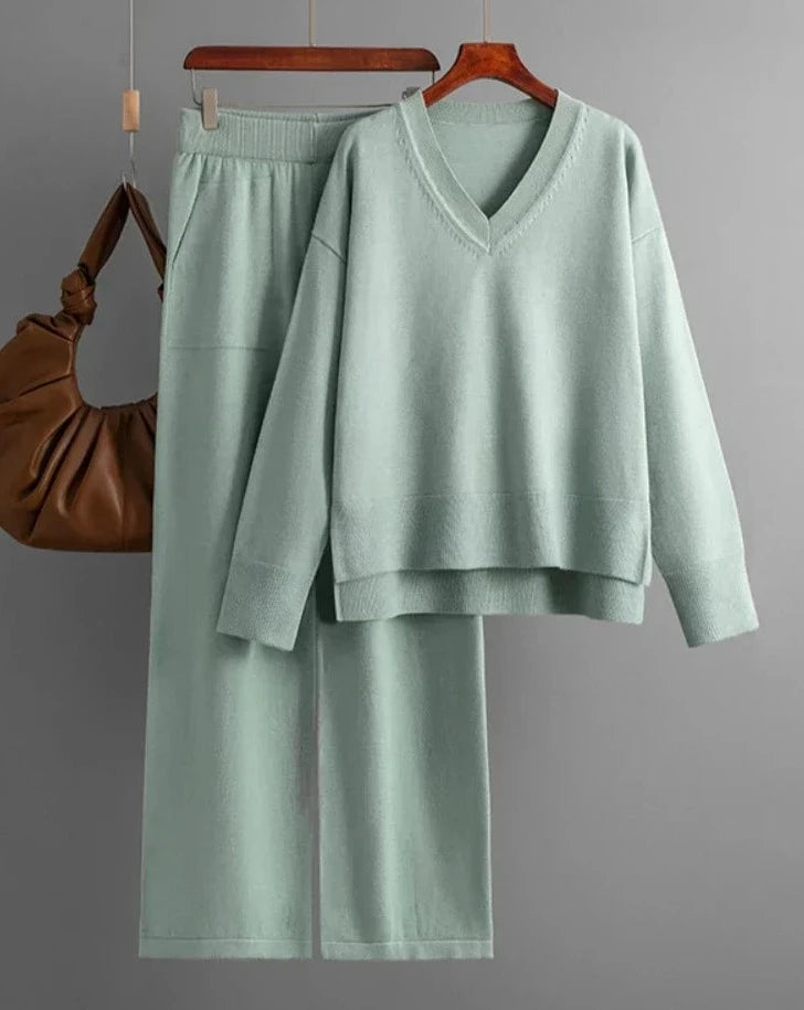 V-Neck Sweater and Pant Set