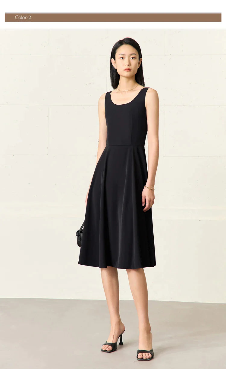 Black Round Neck Sleeveless Dress