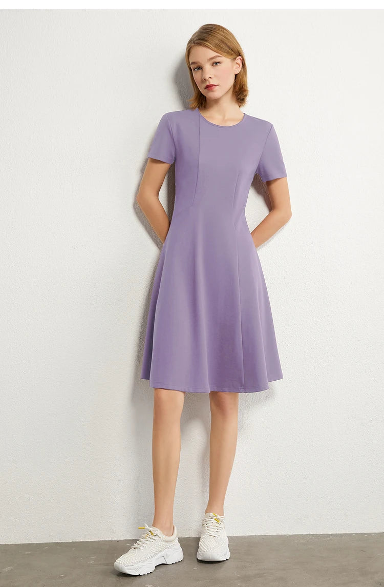 Minimalism Short Sleeve A Line Short Dress