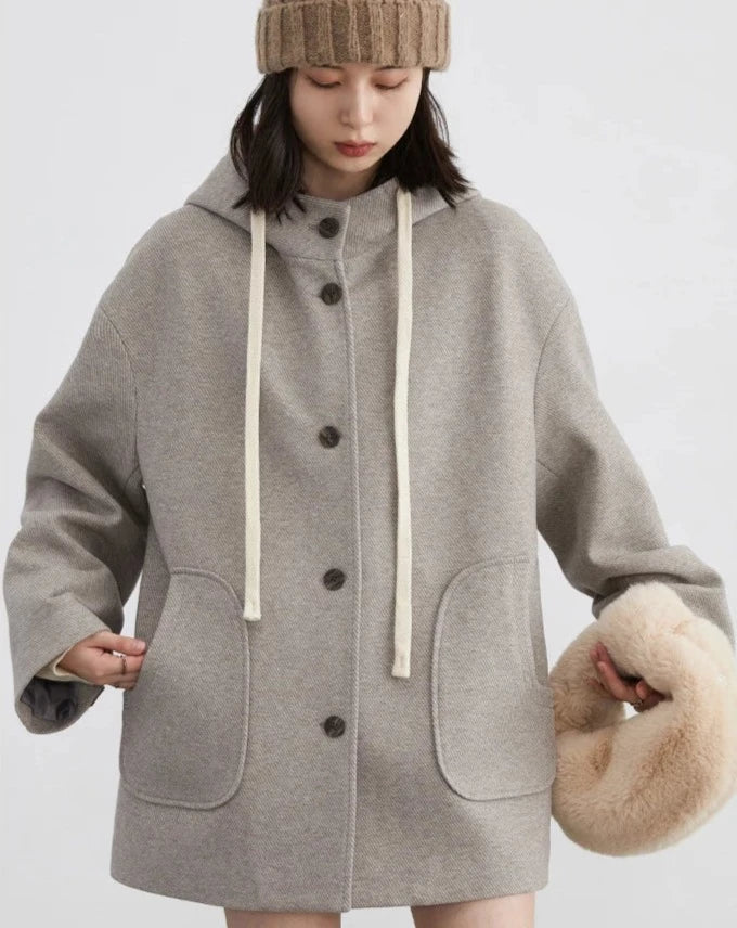 Woolen V-Neck Coat