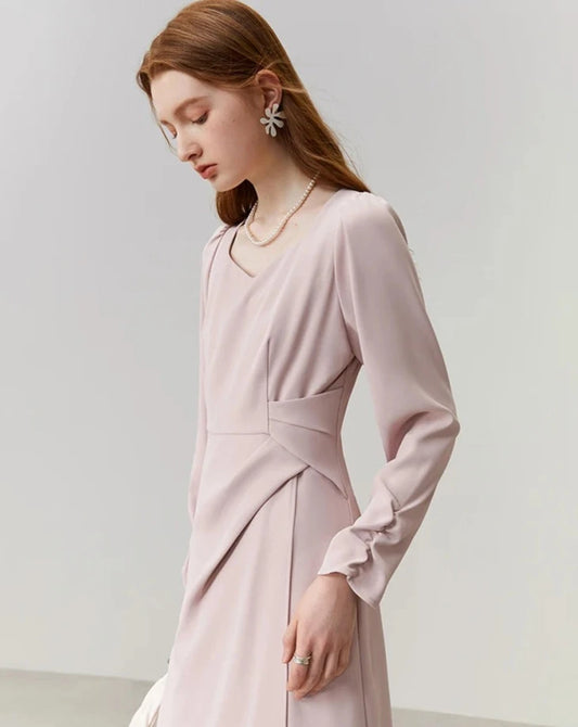 Elegant Long Sleeve Asymmetric Dress
