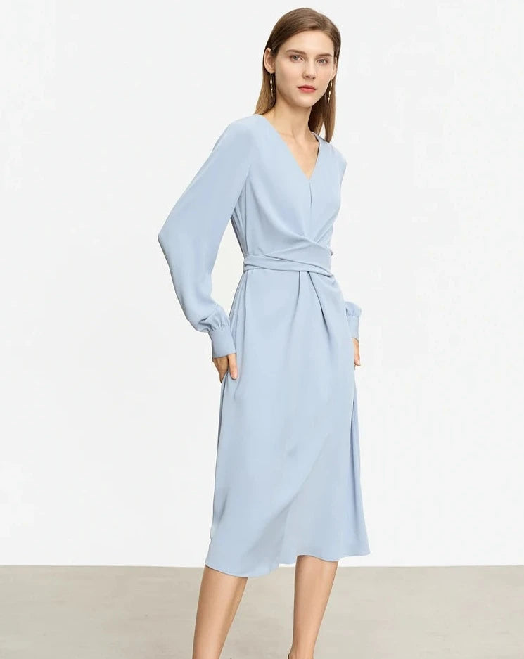 Minimalist V-neck A-Line Midi Dress