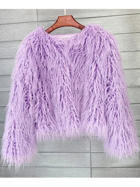 Elegant Short Faux Fur Coat - BEYOND