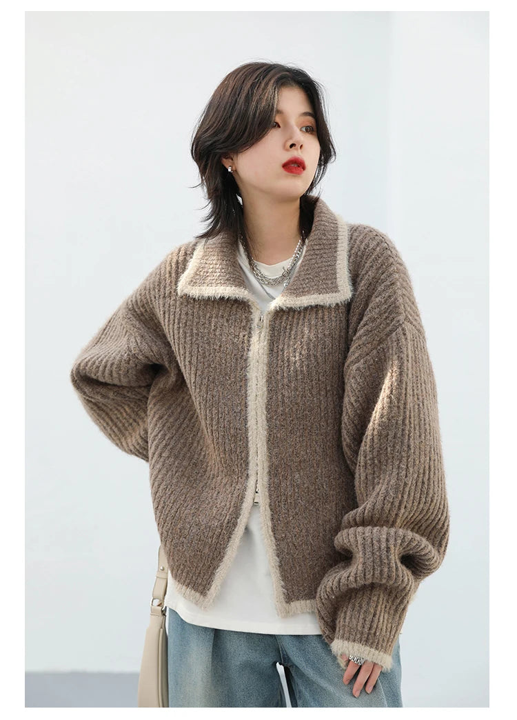 Loose Casual Lapel Knitted Cardigan Knitwear