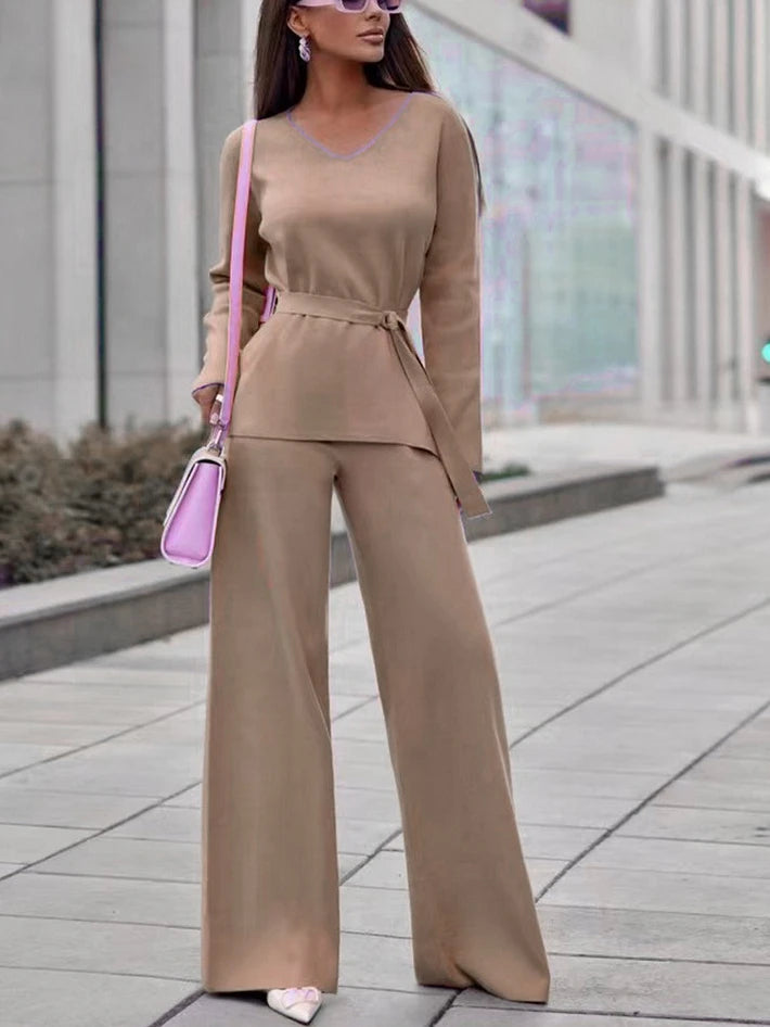 Loose Sweater and Wide Pants Set