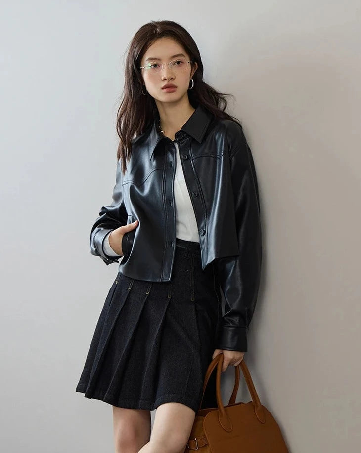 Vegan Leather Casual Jacket