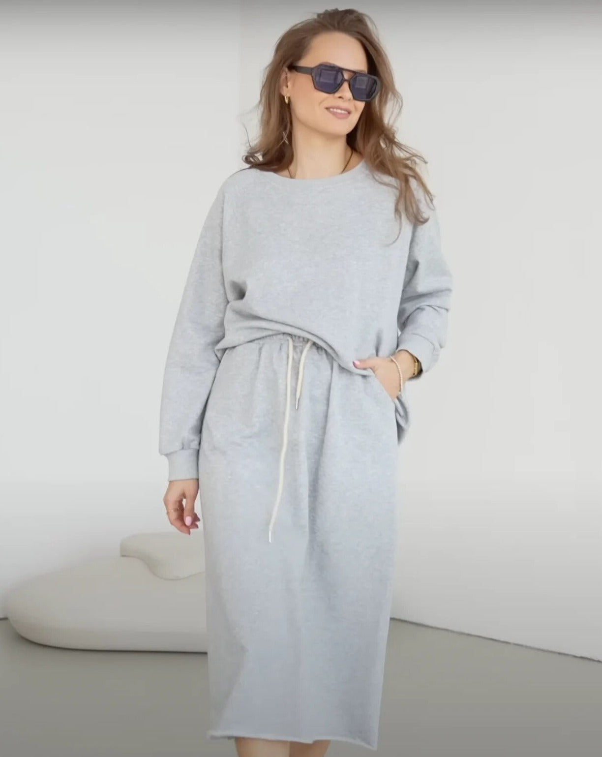 Casual Loose Sweater Skirt Suit - BEYOND