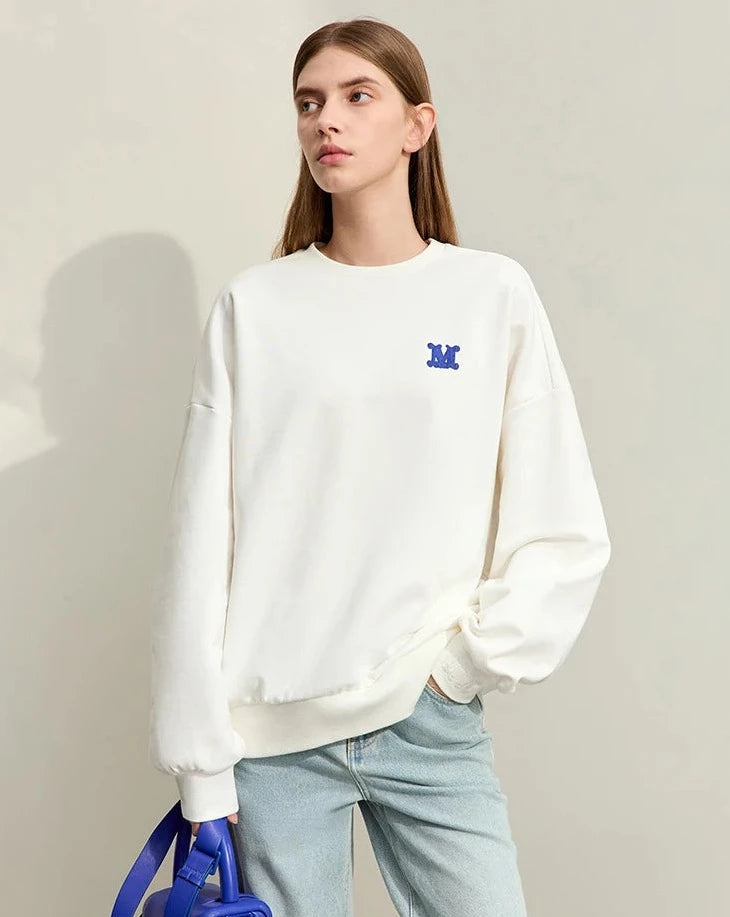 Minimalism Loose Embroidery Sweatshirt