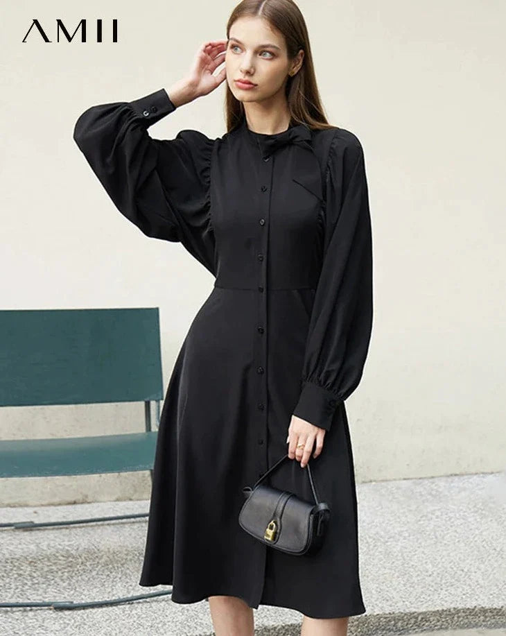 Black Minimalism A Line Chic Dress