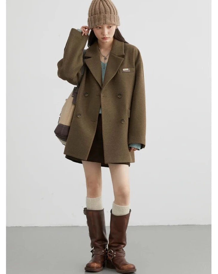 Loose Blended Mid Length Blazer Coat