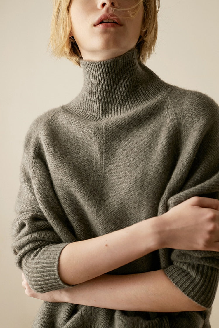 High-Neck Wool Sweater - BEYOND