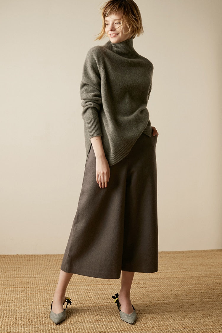 High-Neck Wool Sweater - BEYOND