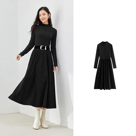 Long Sleeve A-shaped Slim Fit Dress - BEYOND FASHION