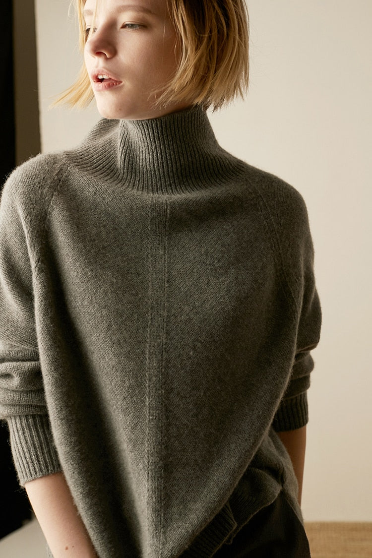 High-Neck Wool Sweater - BEYOND