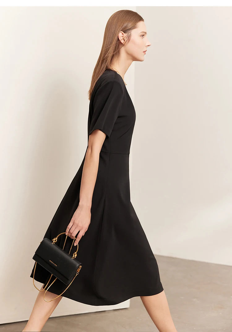 Minimalism Sleeves A-Line Midi Dress