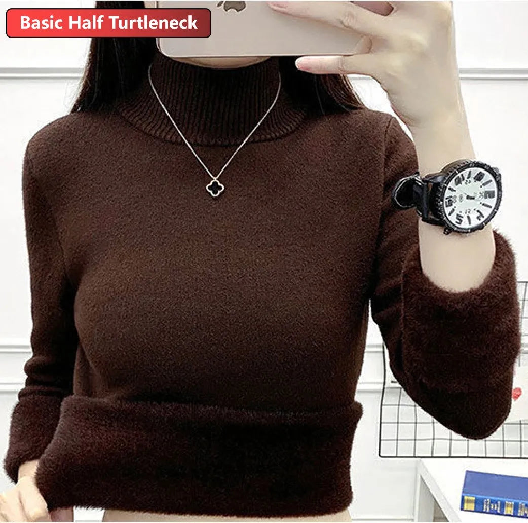 Half Turtleneck Velvet Sweater - BEYOND