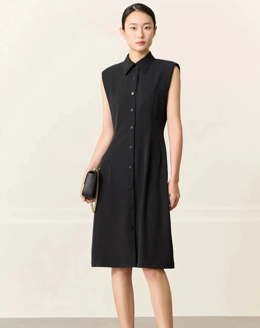 Black Minimalism Sleeveless Dress