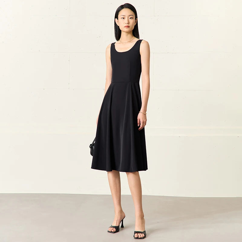 Round Neck Sleeveless Dress - BEYOND FASHION